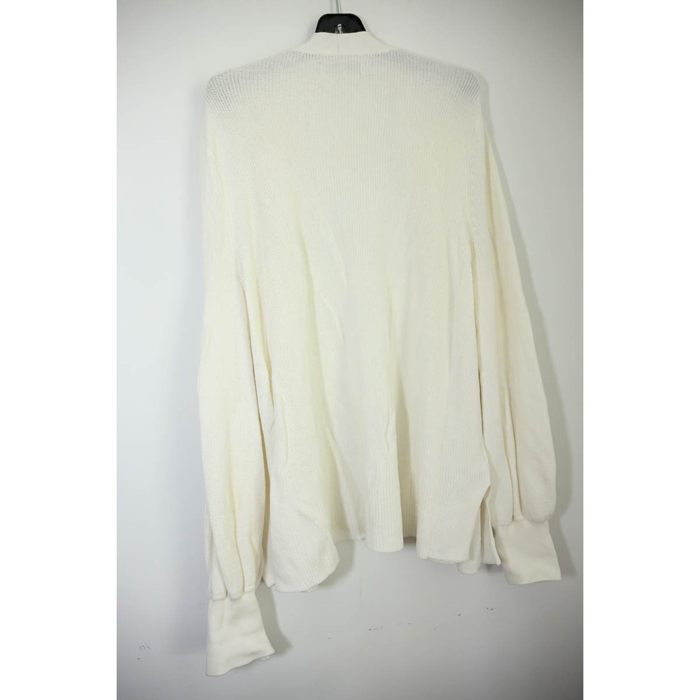 Loft Cardigan XL White Excellent Open Front Ribbed Knit Long Sleeve Sweater - Picture 3 of 5
